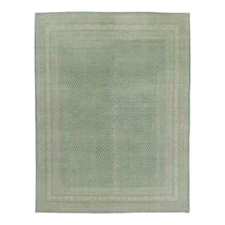 Antique Distressed Saraband Rug With Paisley Pattern in Green Hues - Rug & Kilim For Sale