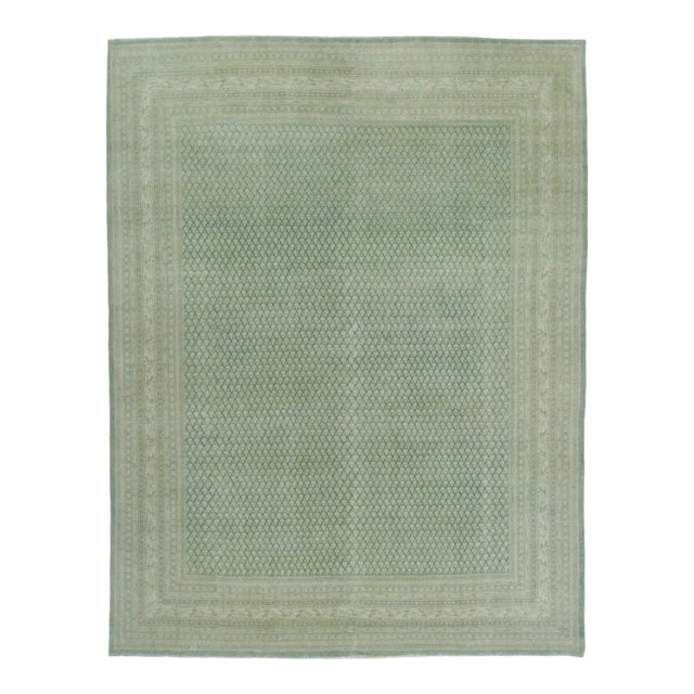 Antique Distressed Saraband Rug With Paisley Pattern in Green Hues - Rug & Kilim For Sale
