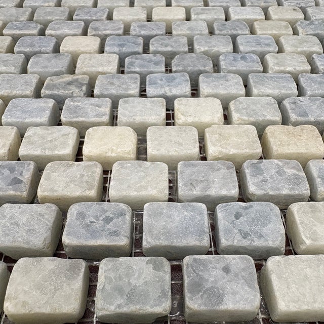 Mediterranean Sky Blue Marble Honed 3/8" X 5/8" Brick Mosaic For Sale - Image 3 of 4