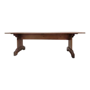 Antique French Pine Plank Trestle Farm Table