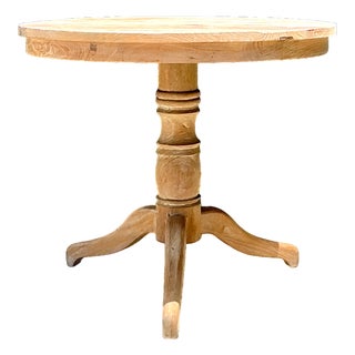 Vintage Turned Wood Pedestal Side Table For Sale