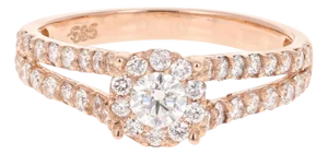 0.77 Carat Diamond 14 Karat Rose Gold Ring, Size 6.75