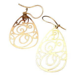 18 Karat Gold Earrings with Cutouts, Set of 2 For Sale