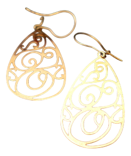 18 Karat Gold Earrings with Cutouts, Set of 2