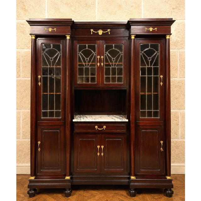 Tan Large 19th Century Empire Mahogany Display Bookcase, 1890s For Sale - Image 8 of 8