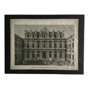 Antiquarian Engraving, Veduta Del Palazzo Ducale, Early 19th Century
