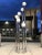 Sculpturally chrome torchiere floor lamp by J.T. Kalmar Austria. This sleekly constructed standing lamp consists of six...