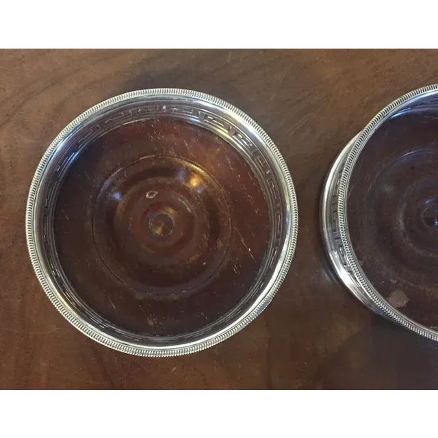 Traditional Antique Early 19th Century English Old Sheffield Silver Wine Bottle Coasters with Greek Border by Matthew Boulton - A Pair For Sale - Image 3 of 13