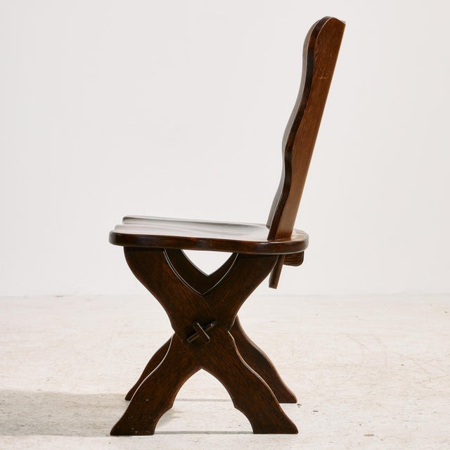 Brutalist Oak Dining Table and Chairs, 1970s, Set of 7 For Sale - Image 14 of 18