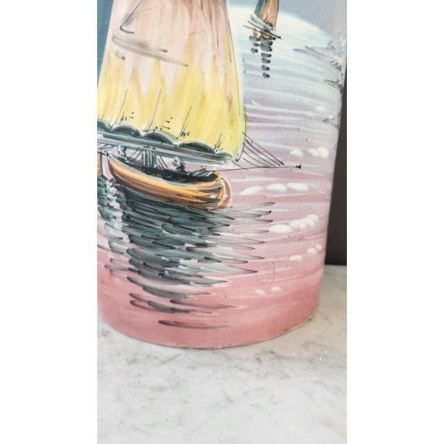 Vintage Hand-Painted Ceramic Umbrella Stand / Floor Vase For Sale - Image 12 of 18