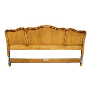 French Style Fruitwood Scalloped Panel King Size Headboard For Sale