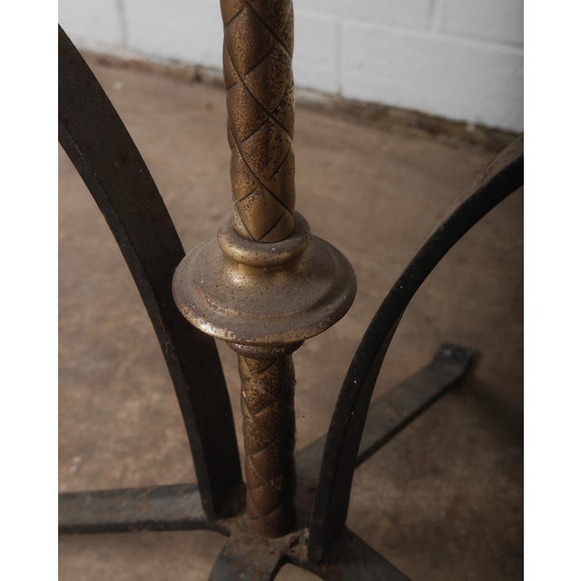 Black Pair of Large Wrought Iron and Brass Church Candelabras For Sale - Image 8 of 10