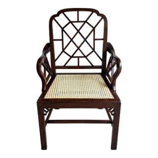 Late 20th Century Attributed to Ralph Lauren Home Chinese Chippendale Style Caned Armchair For Sale