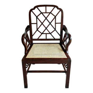 Late 20th Century Ralph Lauren Home Chinese Chippendale Style Caned Armchair
