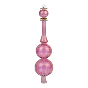 Mid 20th Century Hand Blown Pink and Gold Swirl Christmas Tree Topper
