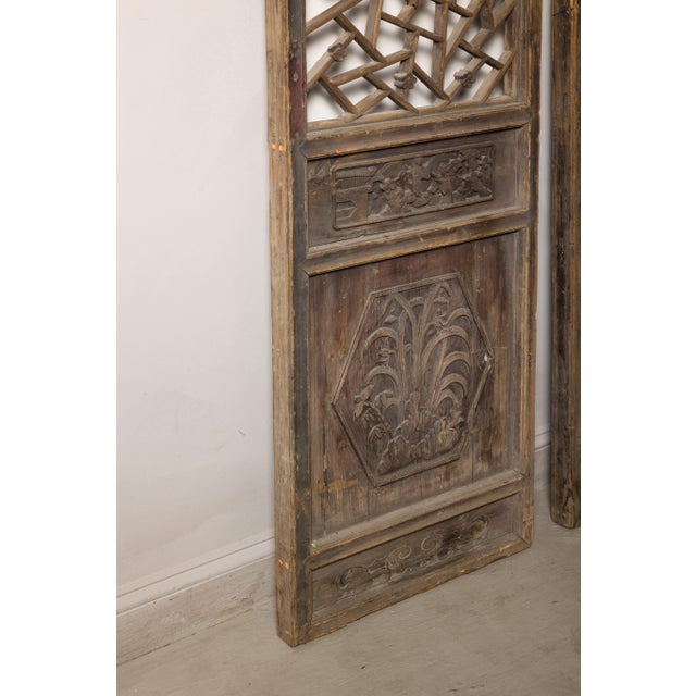 Pair of Chinese Hand-Carved Lattice Architectural Panels, circa 1900 For Sale - Image 9 of 18