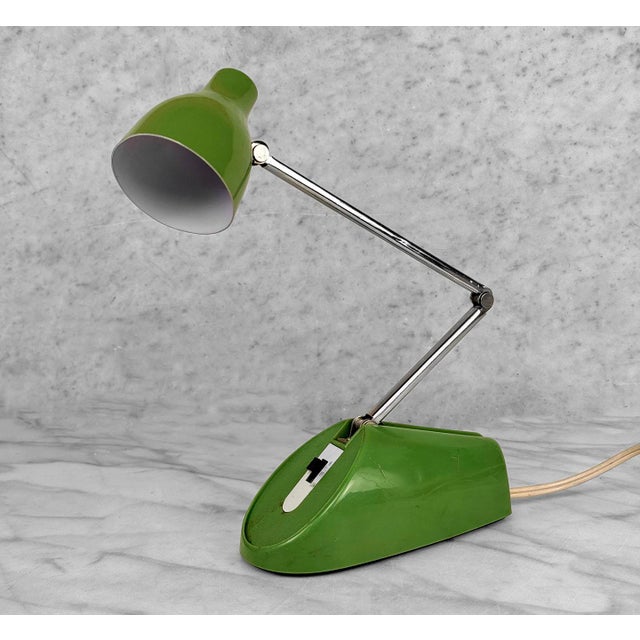 Mid-Century Avocado Green Articulating Library Desk Lamp For Sale - Image 4 of 10