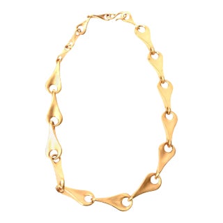 Vintage Robert Lee Morris for Artwear Gold Plated Over Sterling Silver Sculptural Necklace For Sale