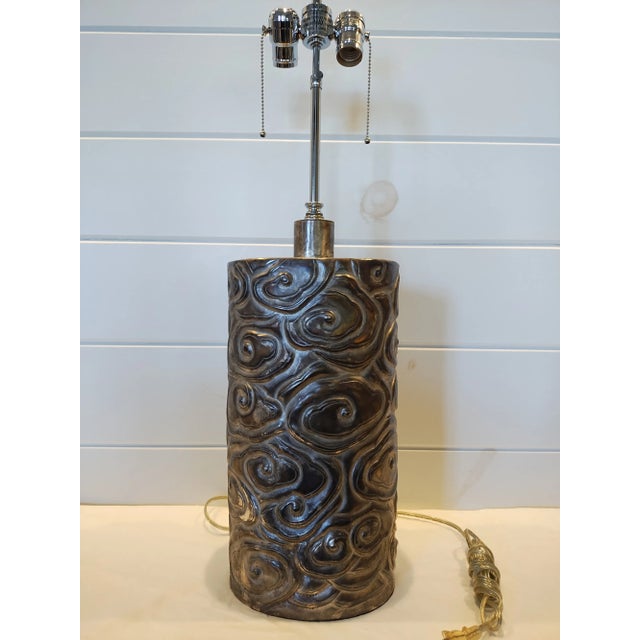 Baker's Cloud Table Lamp from McGuire's Robert Kuo Collection. Features include a beautiful patinaed silver plated finish...