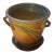 1930s Ext Rare #633-5 Roseville Pine Cone 2-Handled Flower Pot With Saucer Underplate Brown Green Blue Orig Stamp For Sale