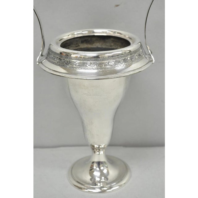 Antique Pairpoint Victorian Silver Plated Fluted Brides Flower Basket Vase For Sale In Philadelphia - Image 6 of 15