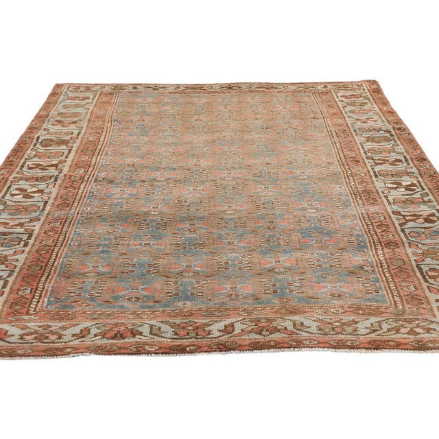 Rustic Late 19th Century Persian Hamadan Rug, 04'02 X 06'04 For Sale - Image 3 of 10