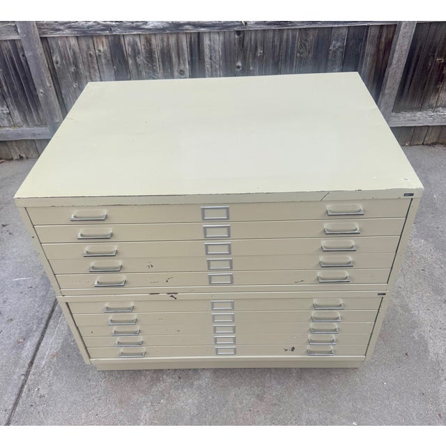 Safco Steel Flat File Double Cabinet With Ten Drawers For Sale - Image 4 of 9