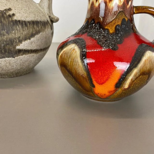 Multi-Color Pottery Fat Lava Vases from Scheurich, Germany, 1970s, Set of 2 For Sale - Image 8 of 18