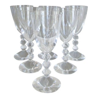 1980s Baccarat Vega Crystal Wine Goblets, Signed- Set of 6 For Sale