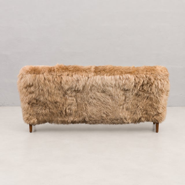 Three-Seater Sofa in Long Sheepskin by Peter Hvidt & Orla Mølgaard-Nielsen for Fritz Hansen For Sale - Image 9 of 12