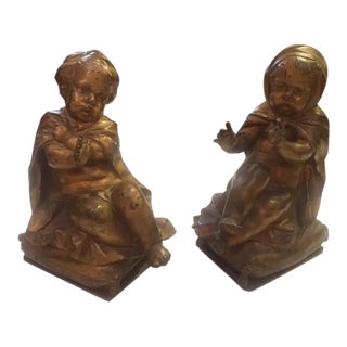 Pair of Gold Bronze Statue For Sale