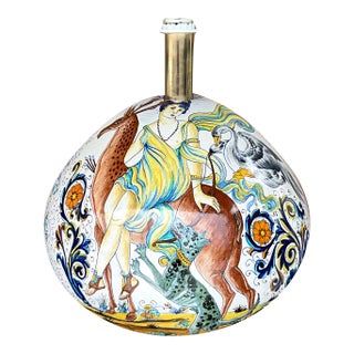 Vintage Italian Hand-Painted Figural Ceramic Table Lamp For Sale