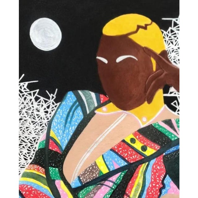 This is a 30 inches by 40 inches painting created in 2021 by Janet Adegoke. The painting speaks to women, particularly...