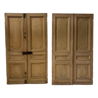 Haussmannian Double Passage Doors in Patinated Oak, 1800s, Set of 2 For Sale