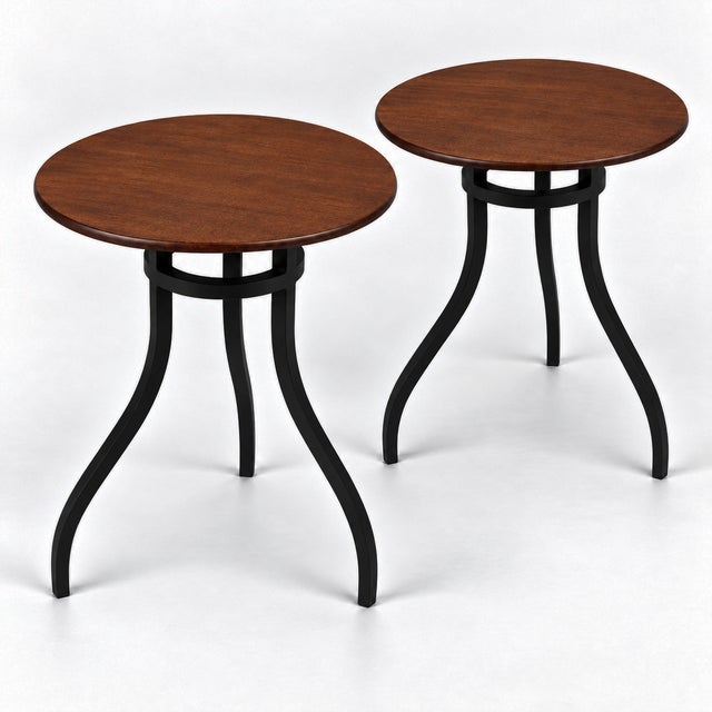 Baker Milling Road Modern British Colonial Style Mahogany & Wrought Iron Side Tables - Pair For Sale - Image 11 of 11