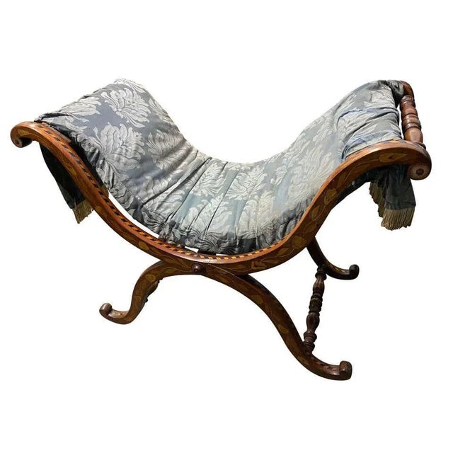 Gray Dutch Walnut Inlaid Stool, 18th Century For Sale - Image 8 of 9