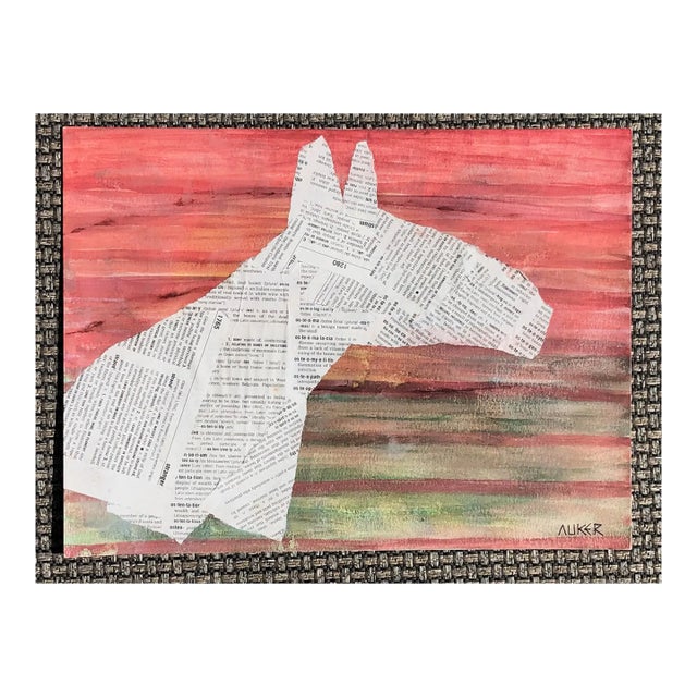 Acrylic paint and vintage dictionary pages on acid free watercolor paper comprise the composition. Part of my horse...