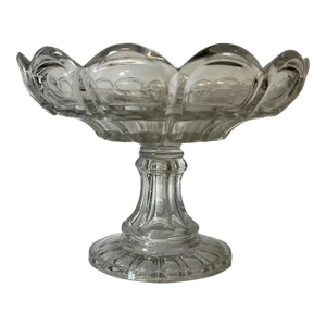 Antique 19th Century American Empire Flint Glass Footed Compote Tazza Centerpiece or Fruit Bowl in Lead Crystal