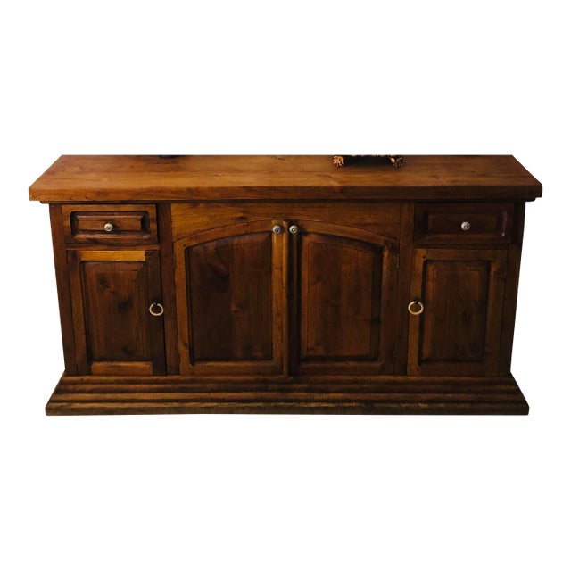 Traditional Style Teak / Driftwood Sideboard Credenza For Sale