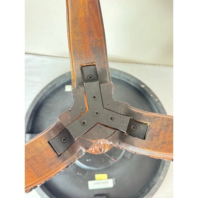 Vintage Maitland-Smith Round Pedestal Mahogany Inlaid Table. For Sale - Image 9 of 12