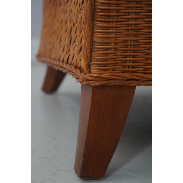 Brown Ethan Allen Wicker Club Chair W. Cushions For Sale - Image 8 of 12