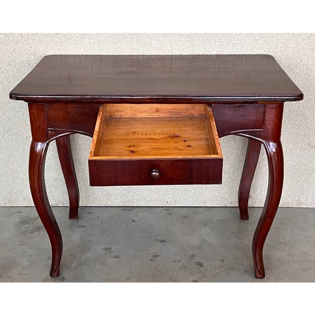 19th Spanish Walnut Drawer Side Table With Cabriole Legs For Sale In Miami - Image 6 of 11