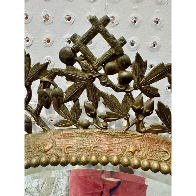 Superb 27” Antique Victorian Wall Mirror featuring a finely pierced bronze frame in an elegant sunburst design. The ornate...