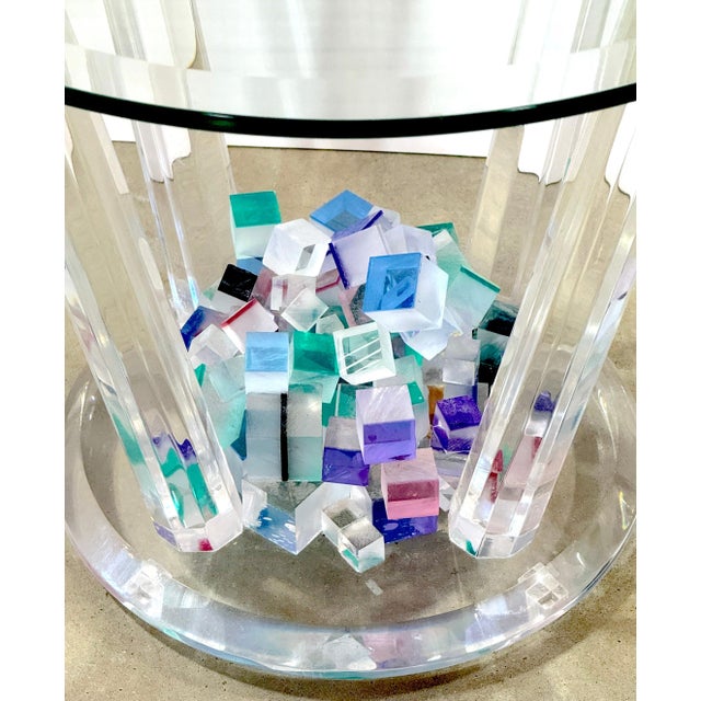 Will Grant Post-Modern Lucite Table with Stacked Color Cubes & Beveled Glass For Sale - Image 6 of 13