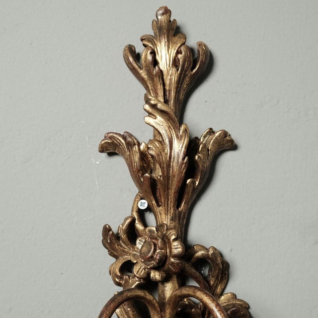 Baroque Sconces in Gilded Wood, 1960s, Set of 2 For Sale - Image 16 of 18