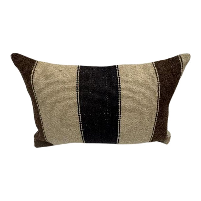 Turkish Hemp Pillow Cushion Natural Beige Brown Pillow Cushion Cover 16" x 24" For Sale