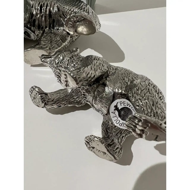 Silver Set of 3 Pewter Bears by Cipolla Pewter, Made in Italy From Gorsuch in Aspen For Sale - Image 8 of 10