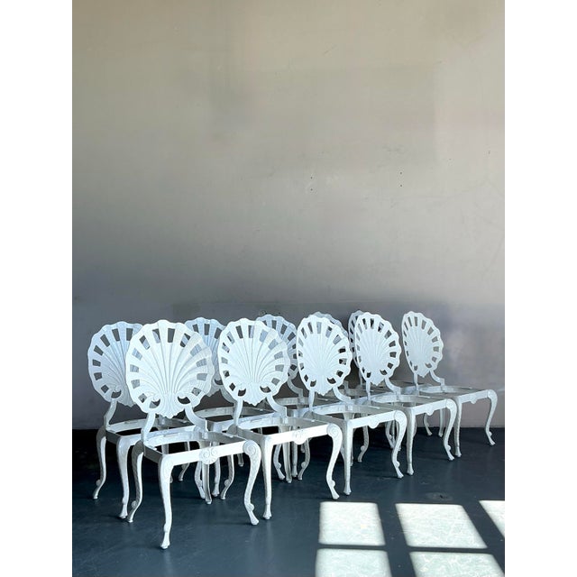 Metal Vintage Regency Cast Aluminum Grotto Chairs - Set of 10 For Sale - Image 7 of 12