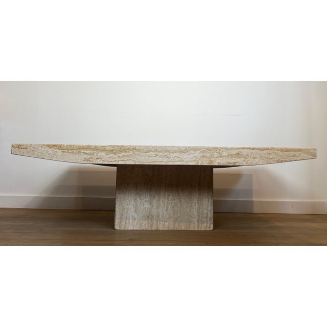 1980s Travertine designer coffee table. Italian works by Stone International, circa 1980 For Sale - Image 5 of 12