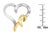 .925 Sterling Silver and 14K Yellow Gold Two-Tone Heart Shaped Pendant Necklace For Sale - Image 4 of 4